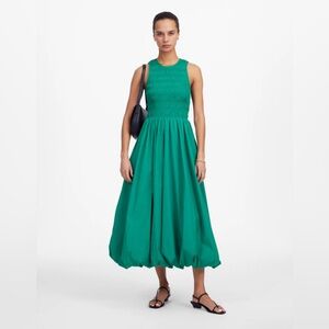 NWT madewell The Melody Bubble-Hem Smocked Midi Dress in Poplin